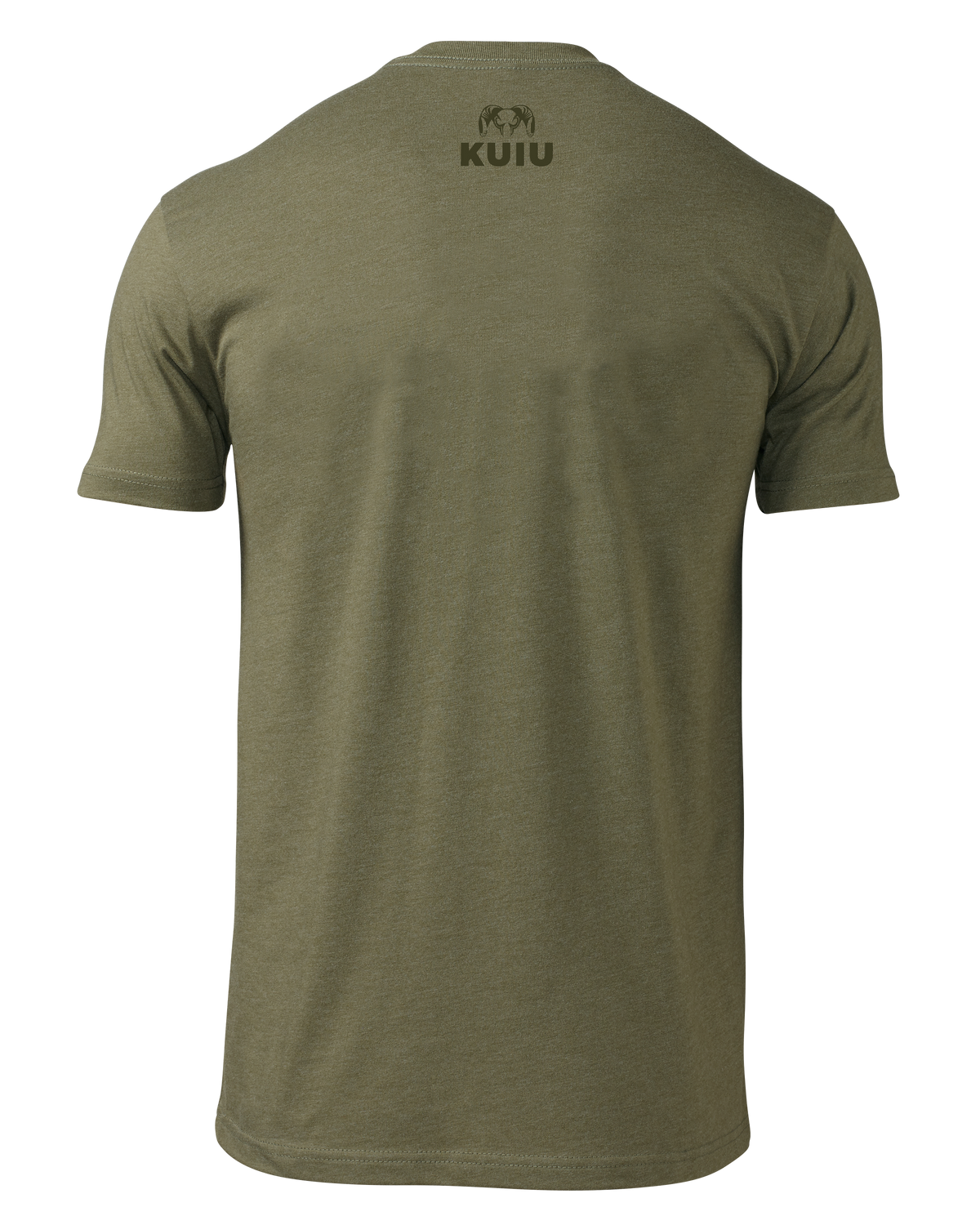 Back of KUIU Solid Vertical T-Shirt in Military Green