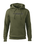 Front of KUIU Topo Block Logo Hoodie in Army Green