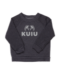 Front of Toddler Stacked Logo Crewneck Sweatshirt in Light Grey