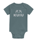 Front of KUIU Stacked Logo Baby One-Piece in Harbor Seagreen