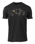 Front of KUIU Camo Big Ram T-Shirt in Black with Vias Camouflage Ram Logo