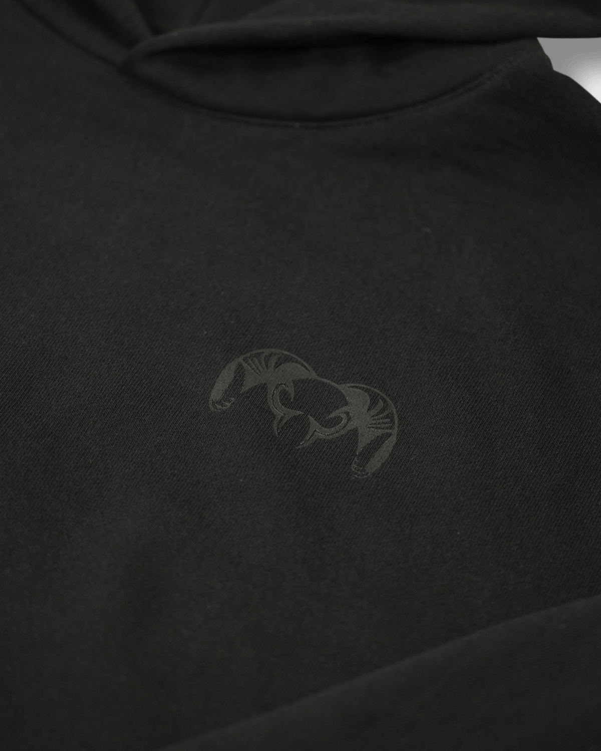 Workgrade Heavyweight Hoodie in Black, Highlighting KUIU Ram logo on left chest 