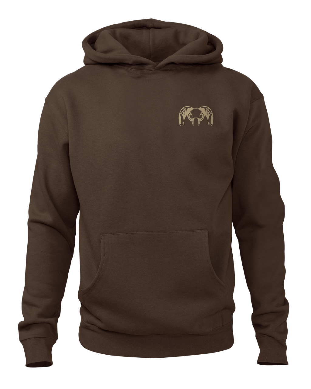 Front of Workgrade Heavyweight Hoodie in Brown