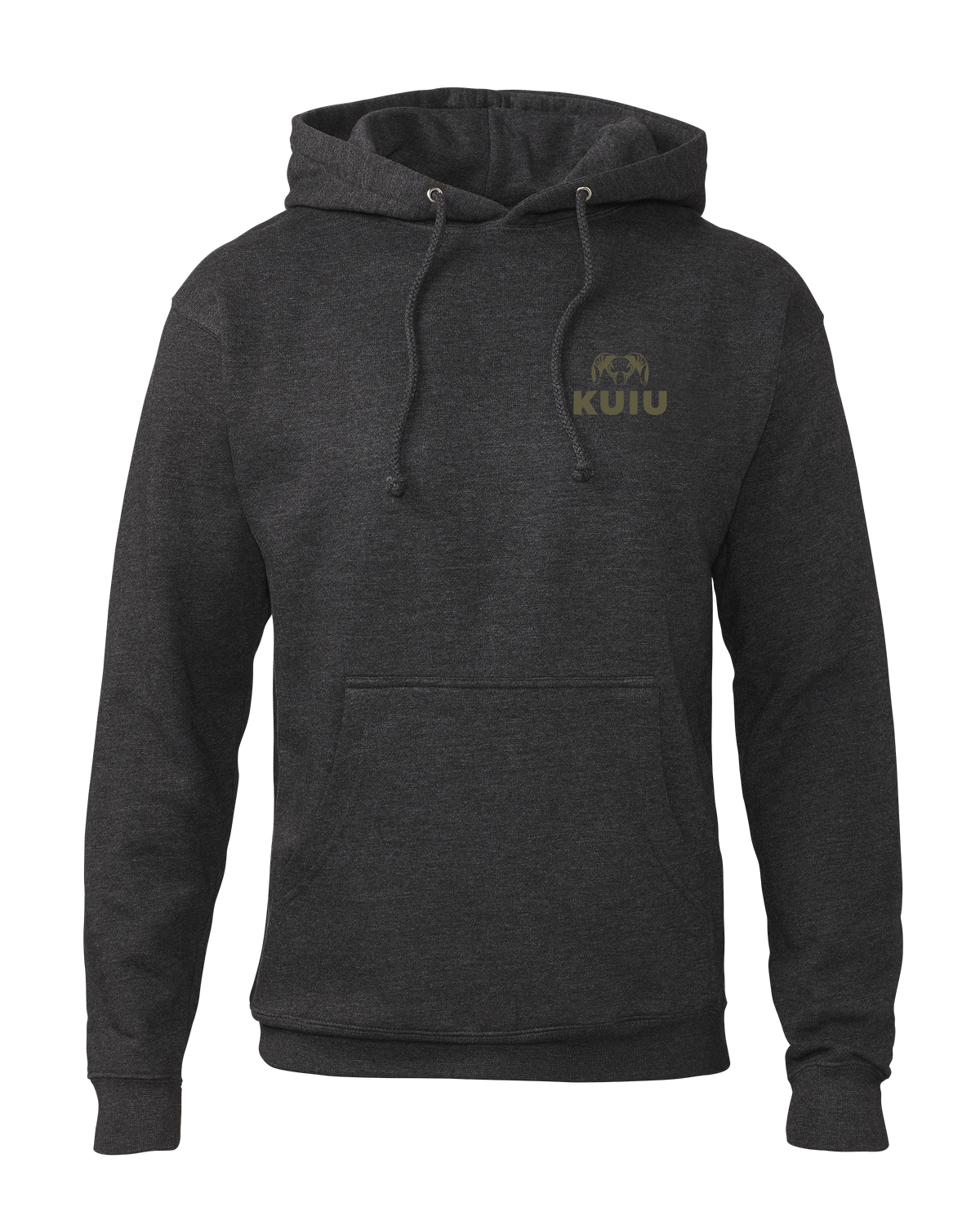 Front of KUIU Valo Upland Hoodie in Charcoal Grey