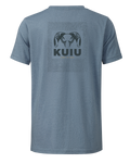 Back of KUIU Youth Topo Back Logo T-Shirt in Heather Slate Blue