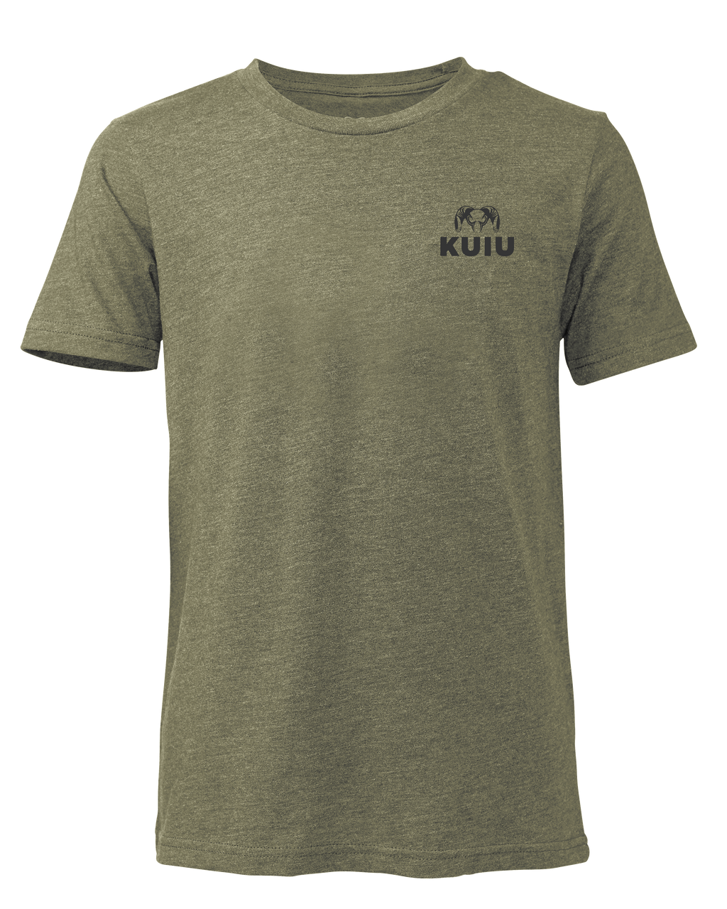 Front of KUIU Youth Topo Back Logo T-Shirt in Military Green