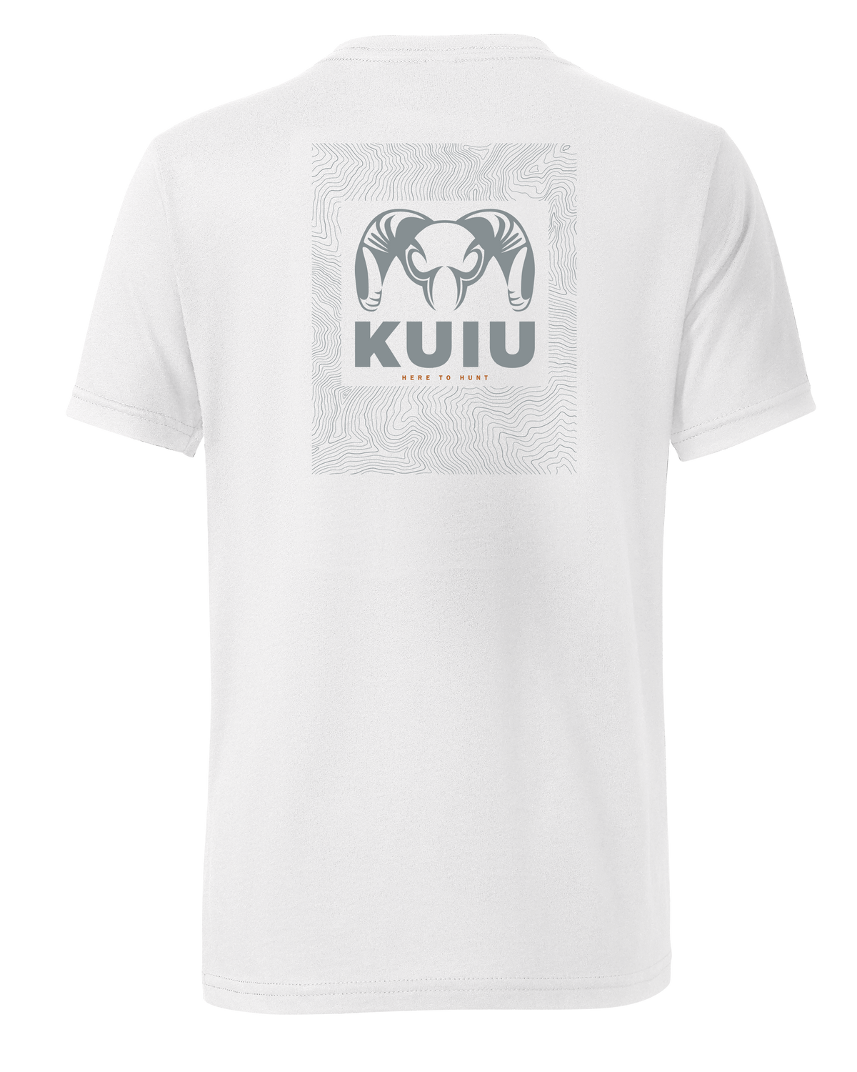 Back of KUIU Youth Topo Back Logo T-Shirt in White