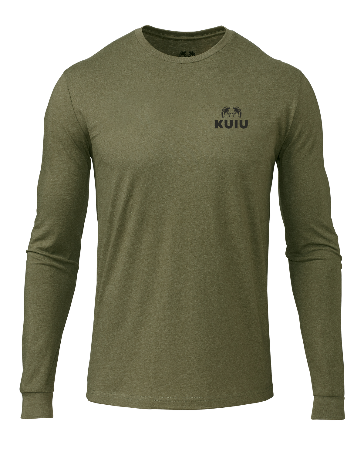 Front of KUIU Logo Long Sleeve T-Shirt in Military Green