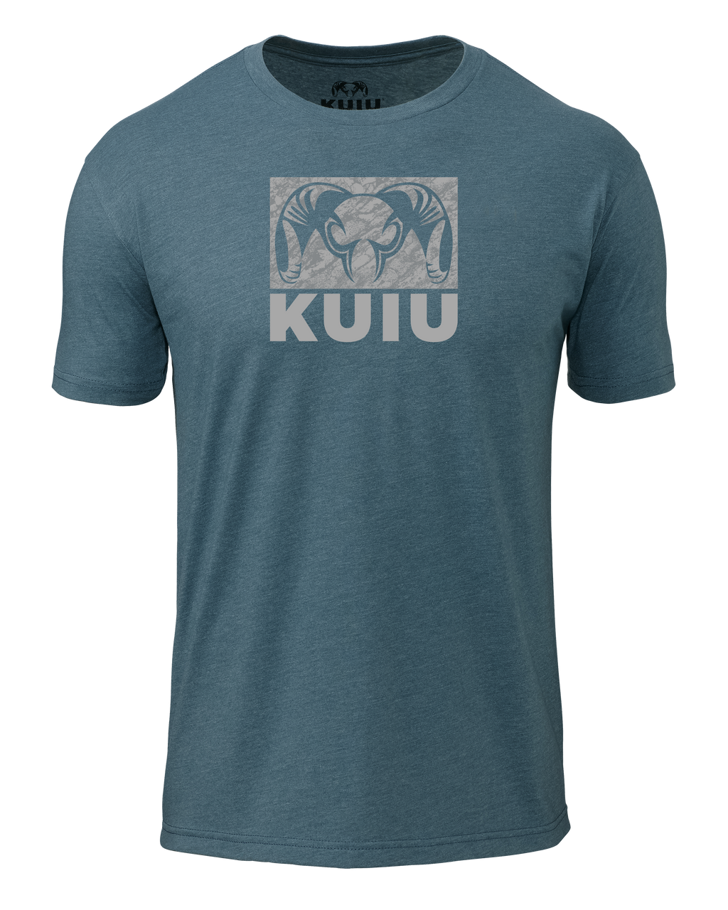 Front of KUIU Gritstone Logo T-Shirt in Indigo Blue