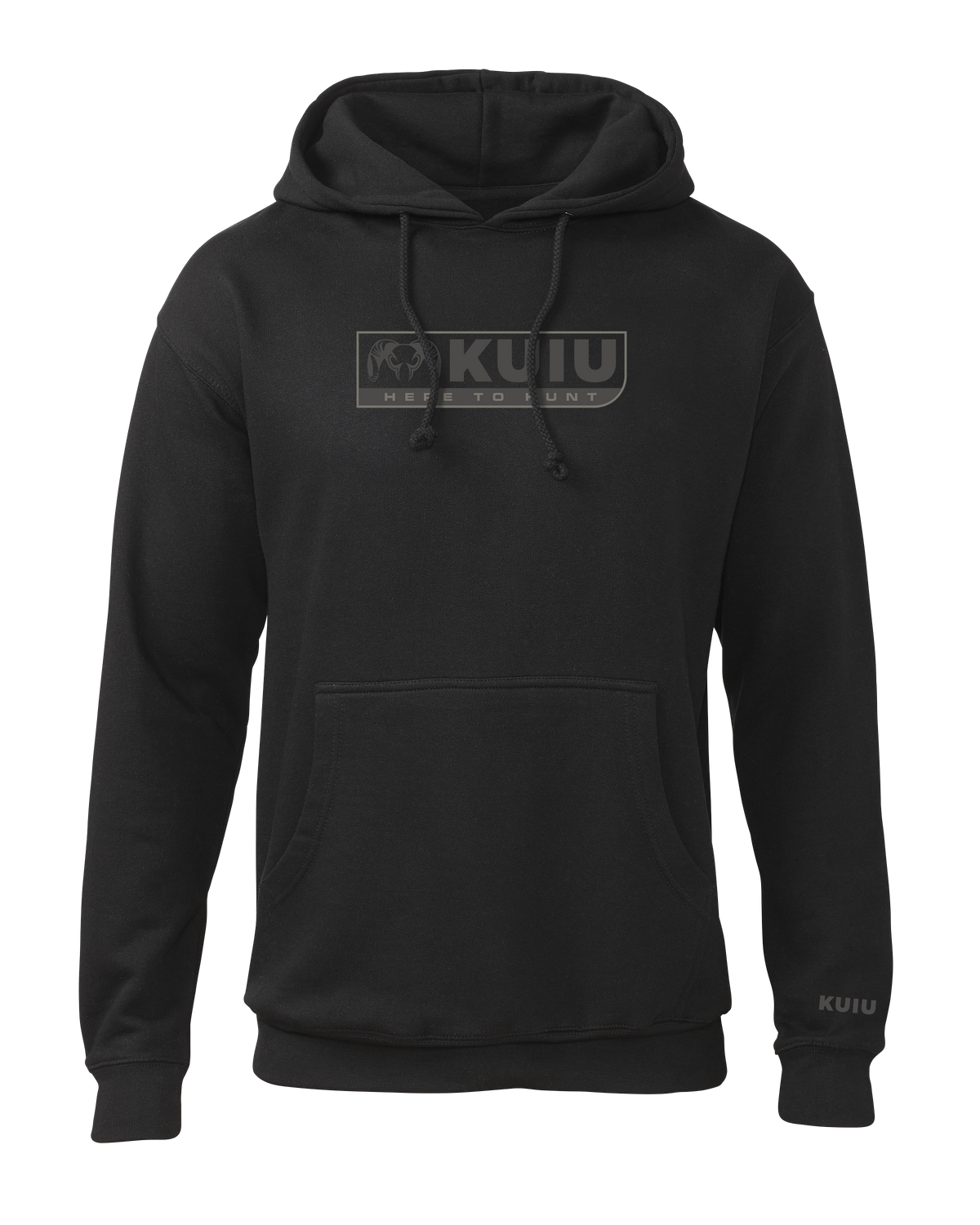 Front of KUIU Here to Hunt Hoodie in Black