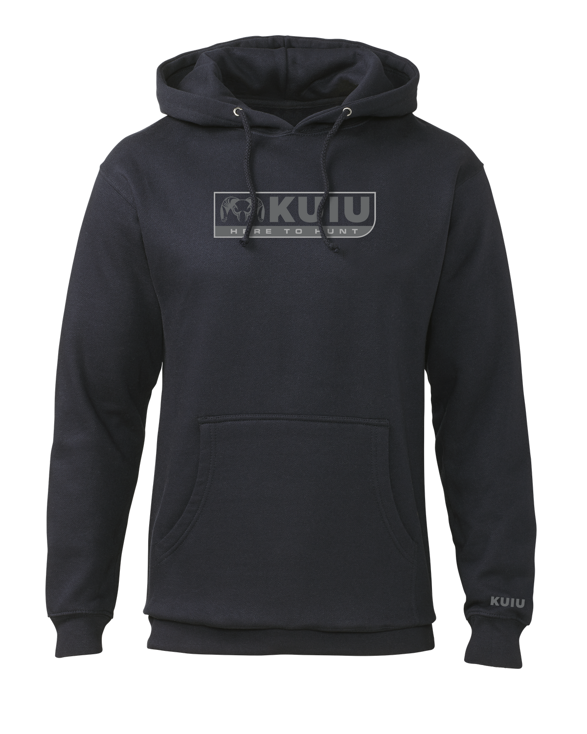 Front of KUIU Here to Hunt Hoodie in Navy Blue