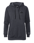 Front of KUIU Women's Stacked Chest Logo Hoodie in Midnight Navy Blue