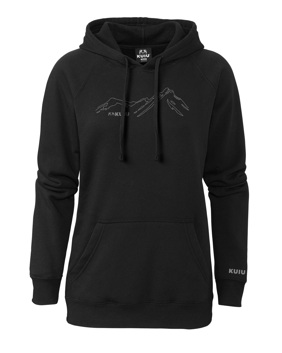 Front of KUIU Women's HD Mountain Hoodie in Black