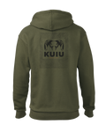 Back of KUIU Topo Back Logo Hoodie in Army Green