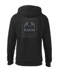 Back of KUIU Topo Back Logo Hoodie in Black