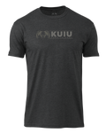 Front of KUIU Here to Hunt Logo T-Shirt in Charcoal Grey