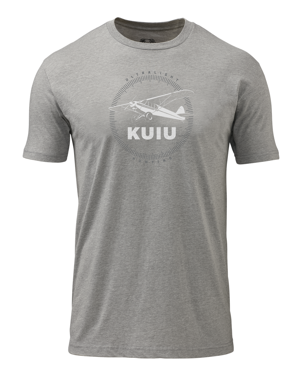 Front of KUIU Super Cub Log T-Shirt in Heather Grey