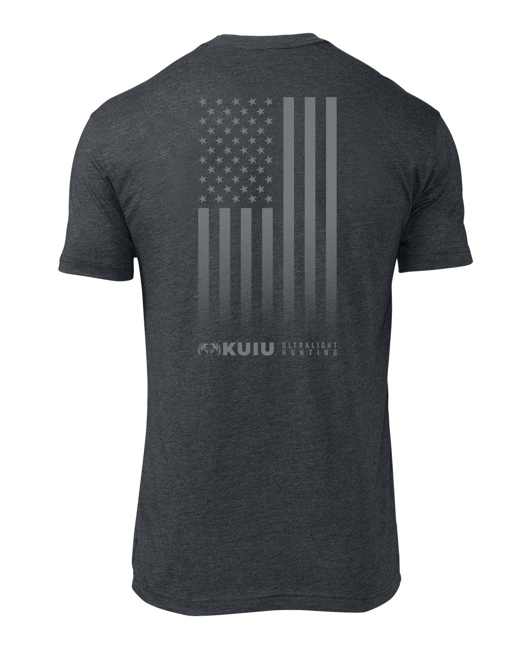 Back of KUIU Vertical Flag Logo T-Shirt in Charcoal Grey