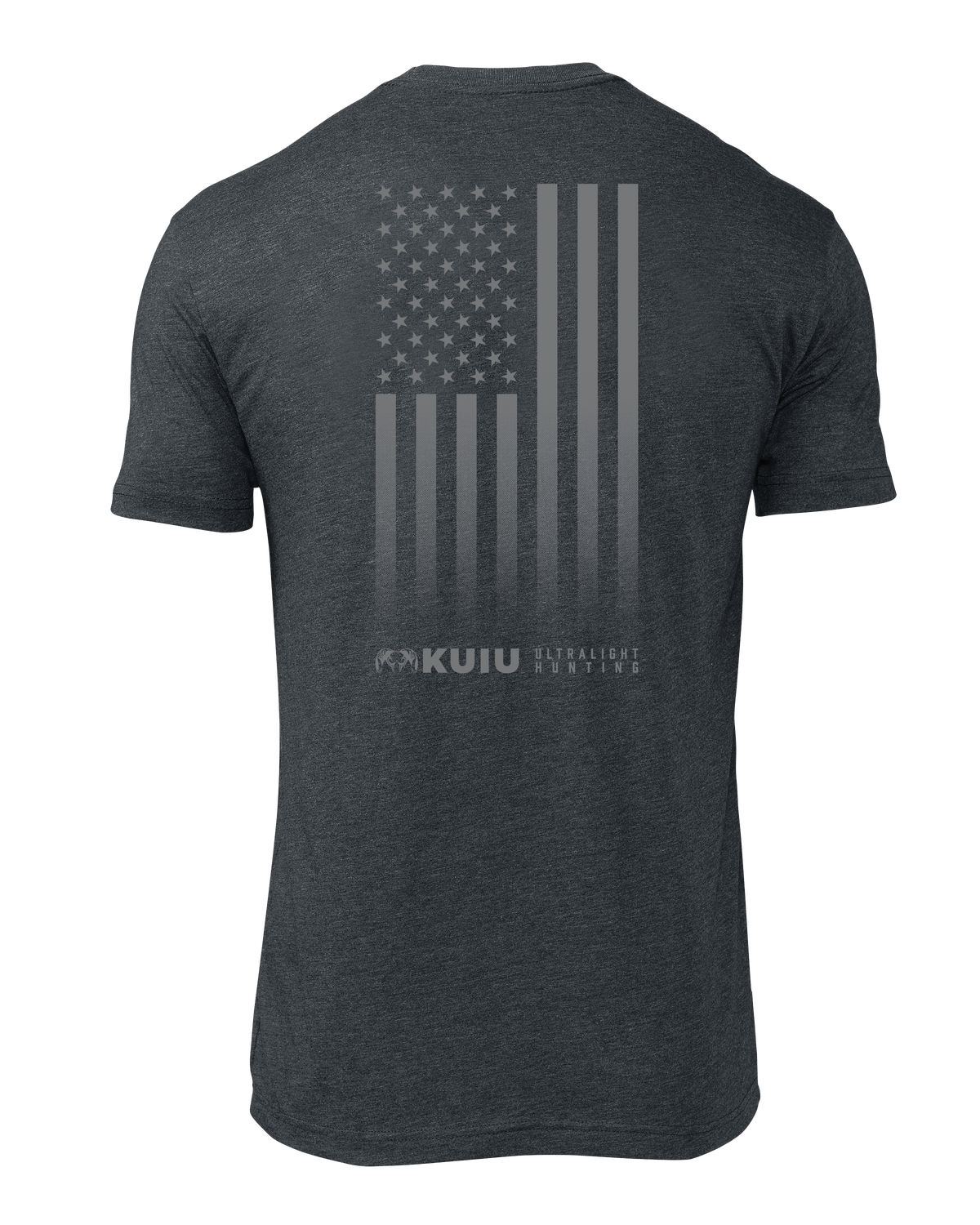 Back of KUIU Vertical Flag Logo T-Shirt in Charcoal Grey