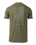 Back of KUIU Vertical Flag Logo T-Shirt in Military Green