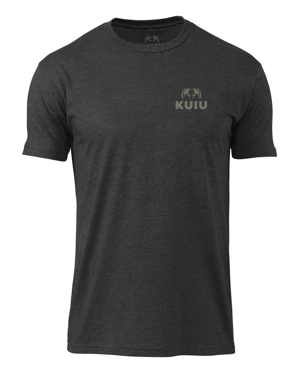Front of KUIU Here to Hunt Patch T-Shirt in Charcoal Grey