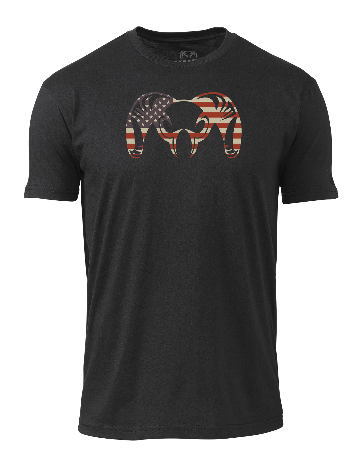 Front of KUIU Solid Patriotic Ram T-Shirt in Black