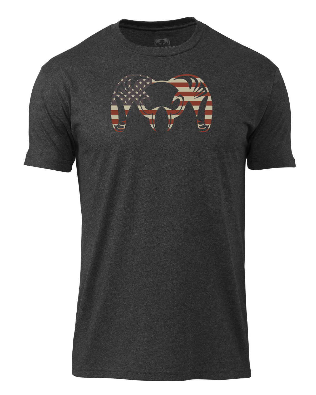 Front of KUIU Solid Patriotic Ram T-Shirt in Charcoal Grey