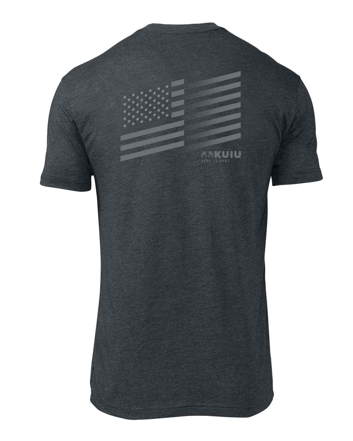 Back of KUIU Solid Flag Fade T-Shirt in Charcoal Grey