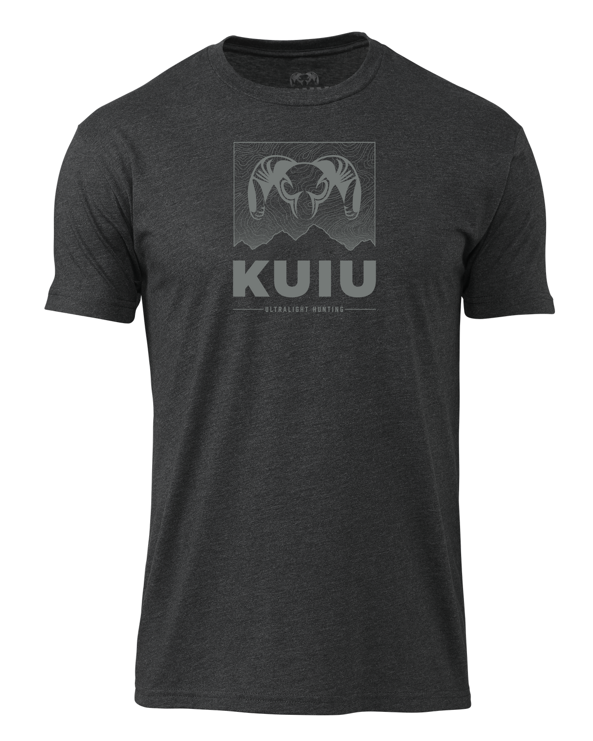 Front of KUIU Topo Mountain T-Shirt in Charcoal Grey