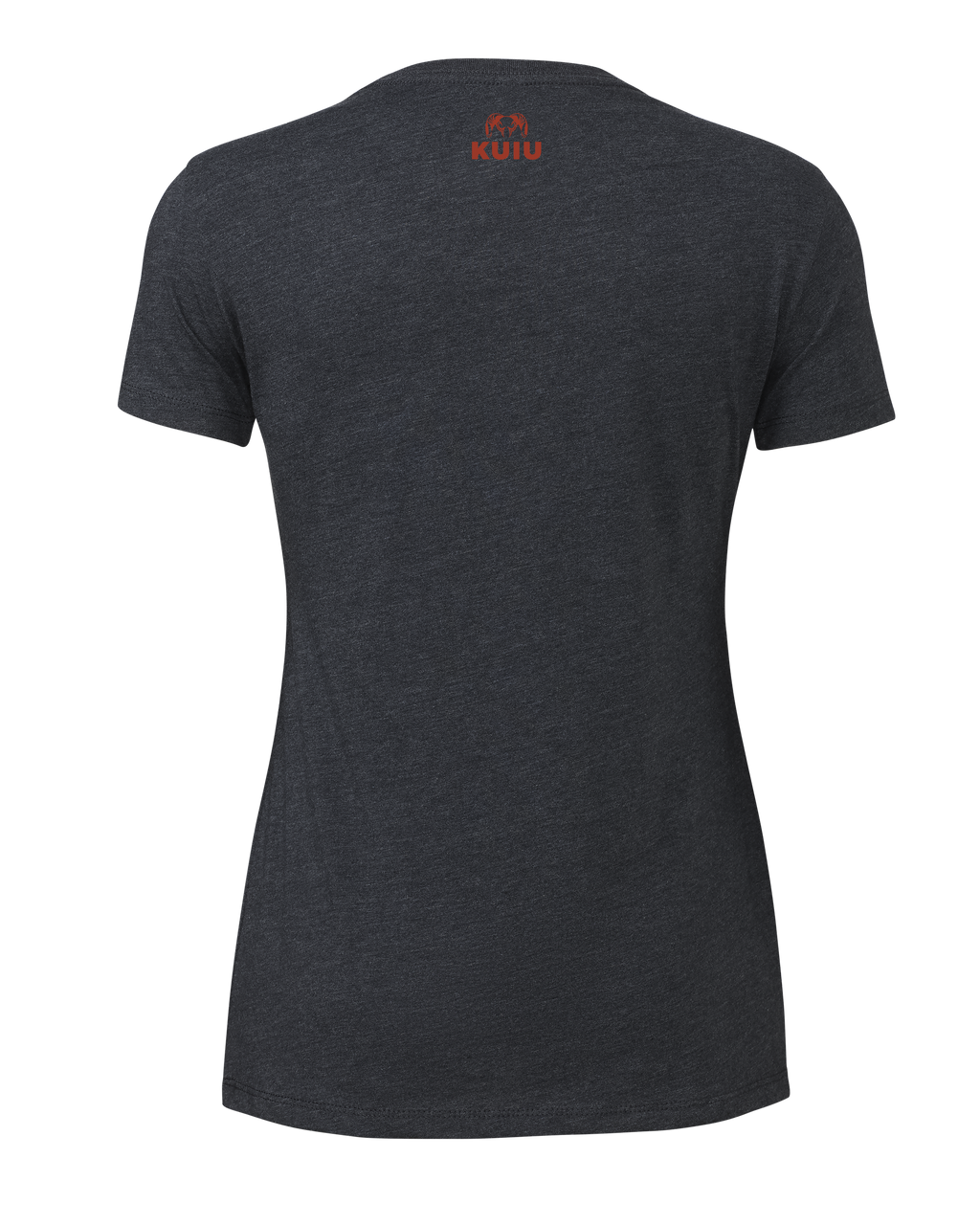 Back of Women's Solid Patriotic Ram T-Shirt in Charcoal Grey