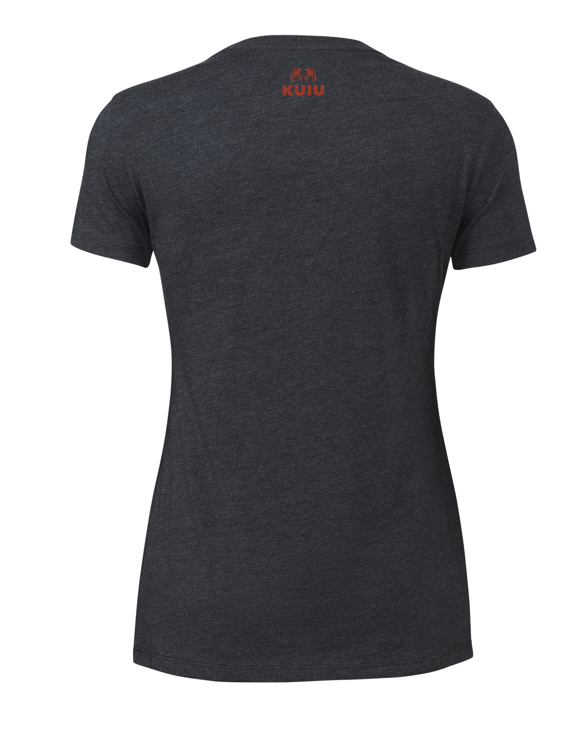 Back of Women's Solid Patriotic Ram T-Shirt in Charcoal Grey
