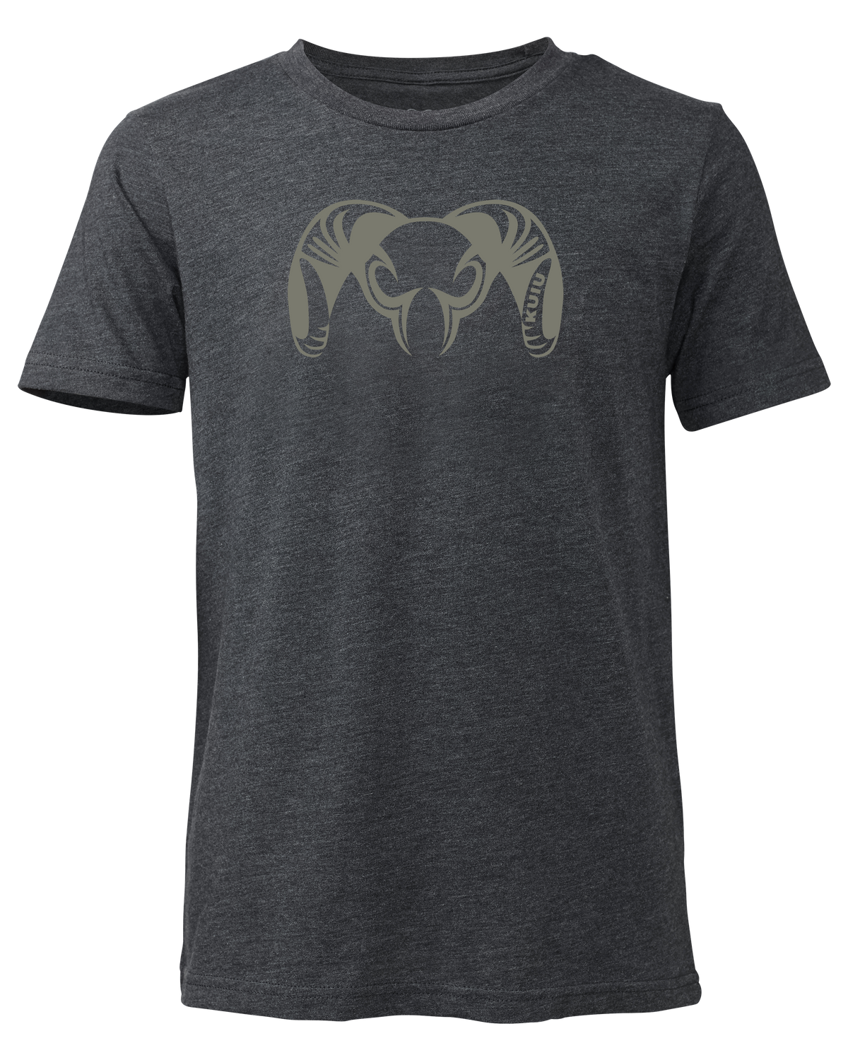 Front of Youth Engraved Ram T-Shirt in Charcoal Grey