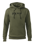 Front of KUIU Topo Block Hoodie in Army Green