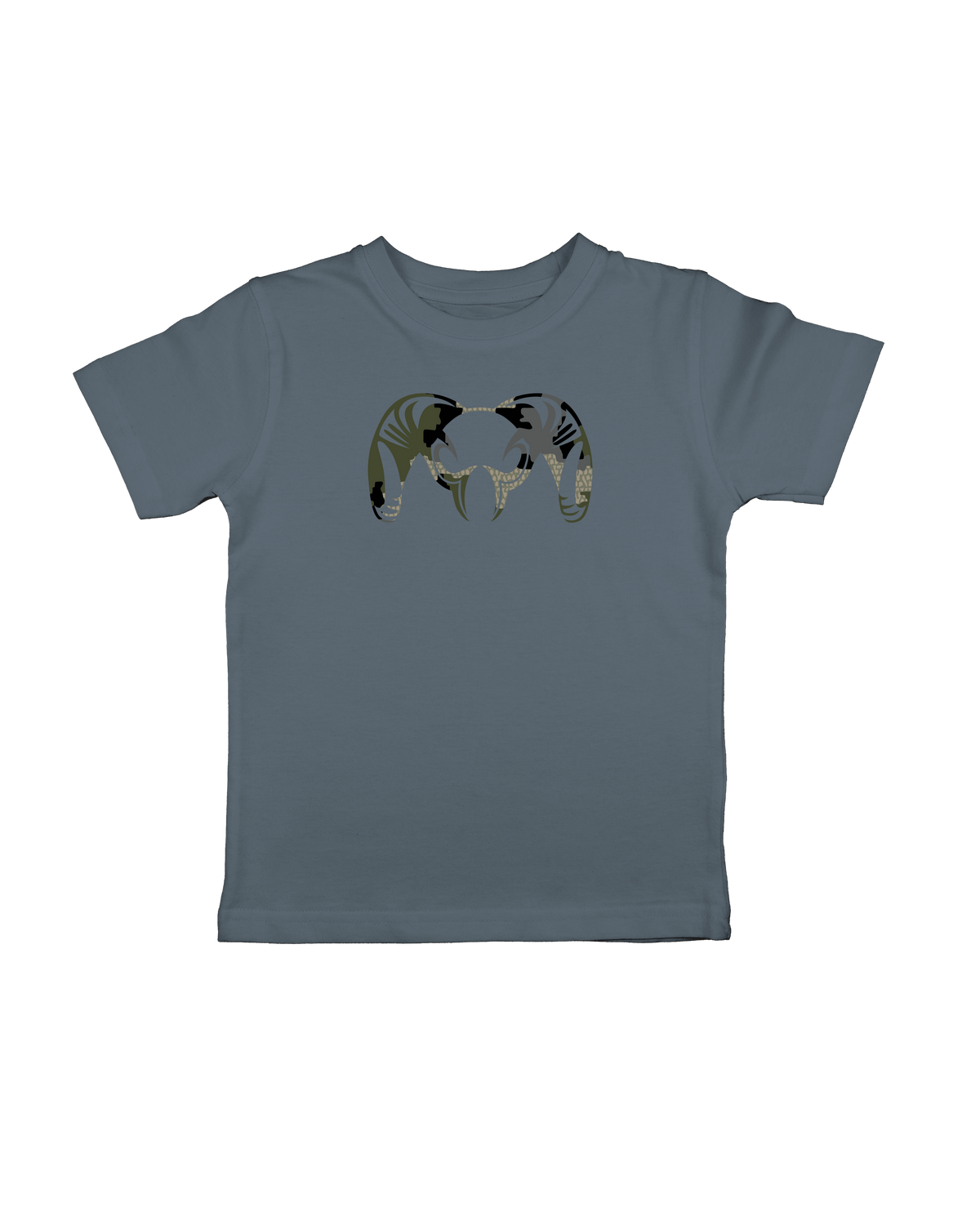 Front of Toddler Verde Big Ram T-Shirt in Harbor Blue