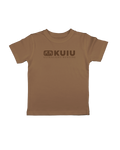 Front of Toddler Block Logo T-Shirt in Chai Brown