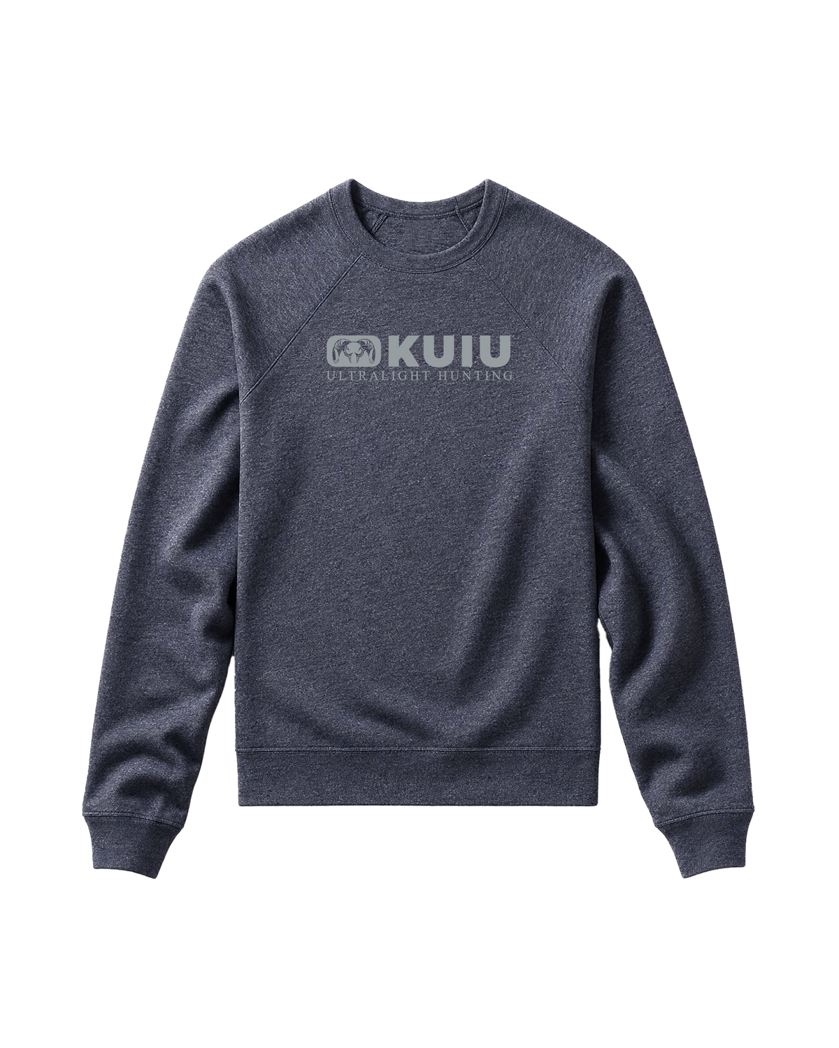 Front of Toddler Block Logo Crewneck Sweatshirt in Heather Navy