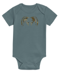 Front of KUIU Valo Ram Baby One-Piece in Harbor Blue