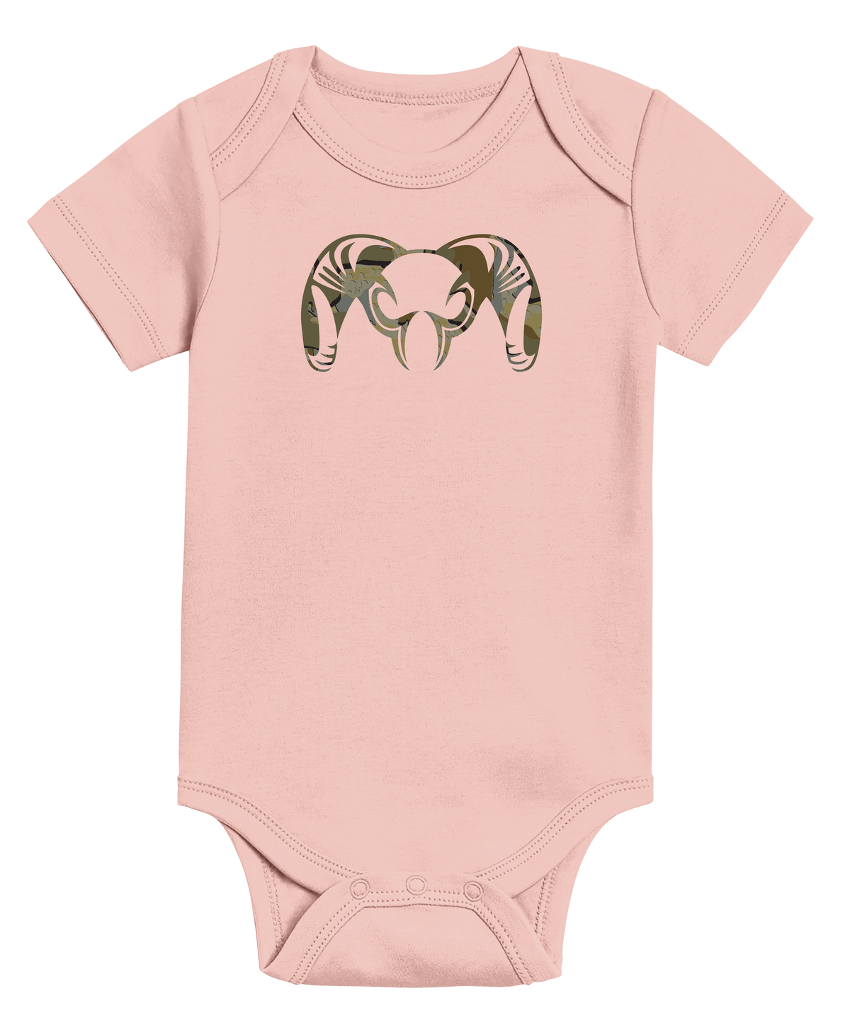 Front of KUIU Valo Ram Baby One-Piece in Ballet Pink