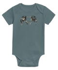 Front of KUIU Vias Ram Baby One-Piece in Harbor Blue