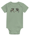 Front of KUIU Vias Ram Baby One-Piece in Thyme Green