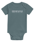 Front of KUIU Block Logo Baby One-Piece in Harbor Blue