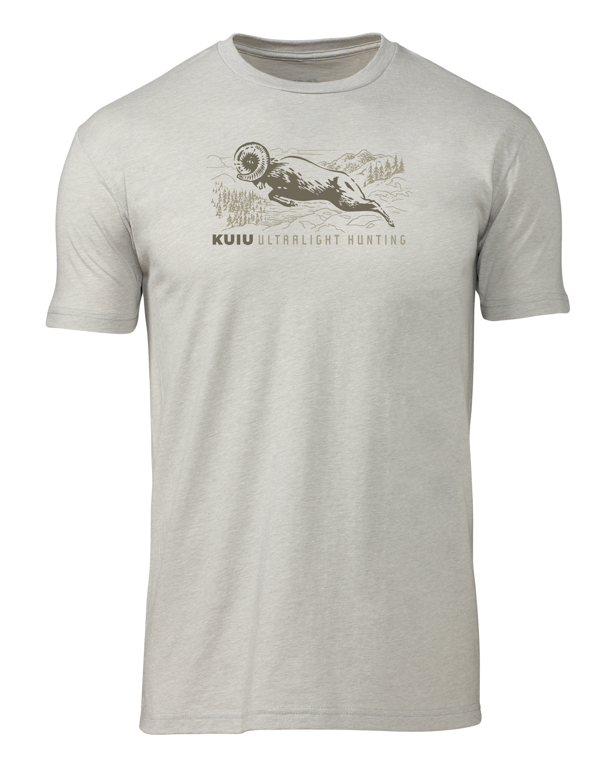 Front of KUIU Ram T-Shirt in Silk Khaki