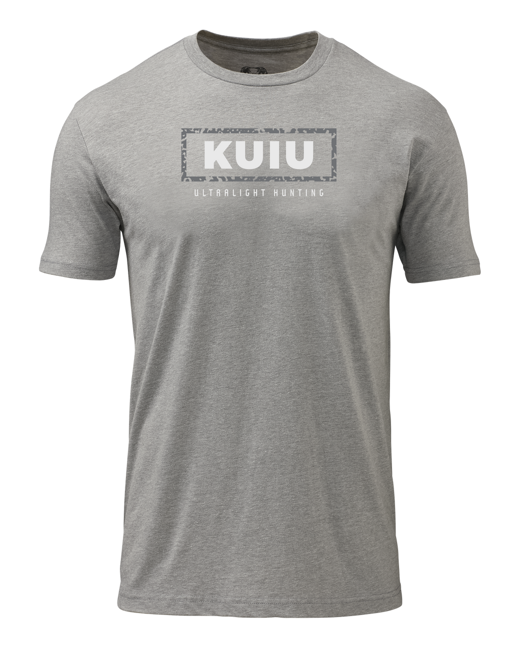 Front of KUIU Box Logo T-Shirt in Heather Grey