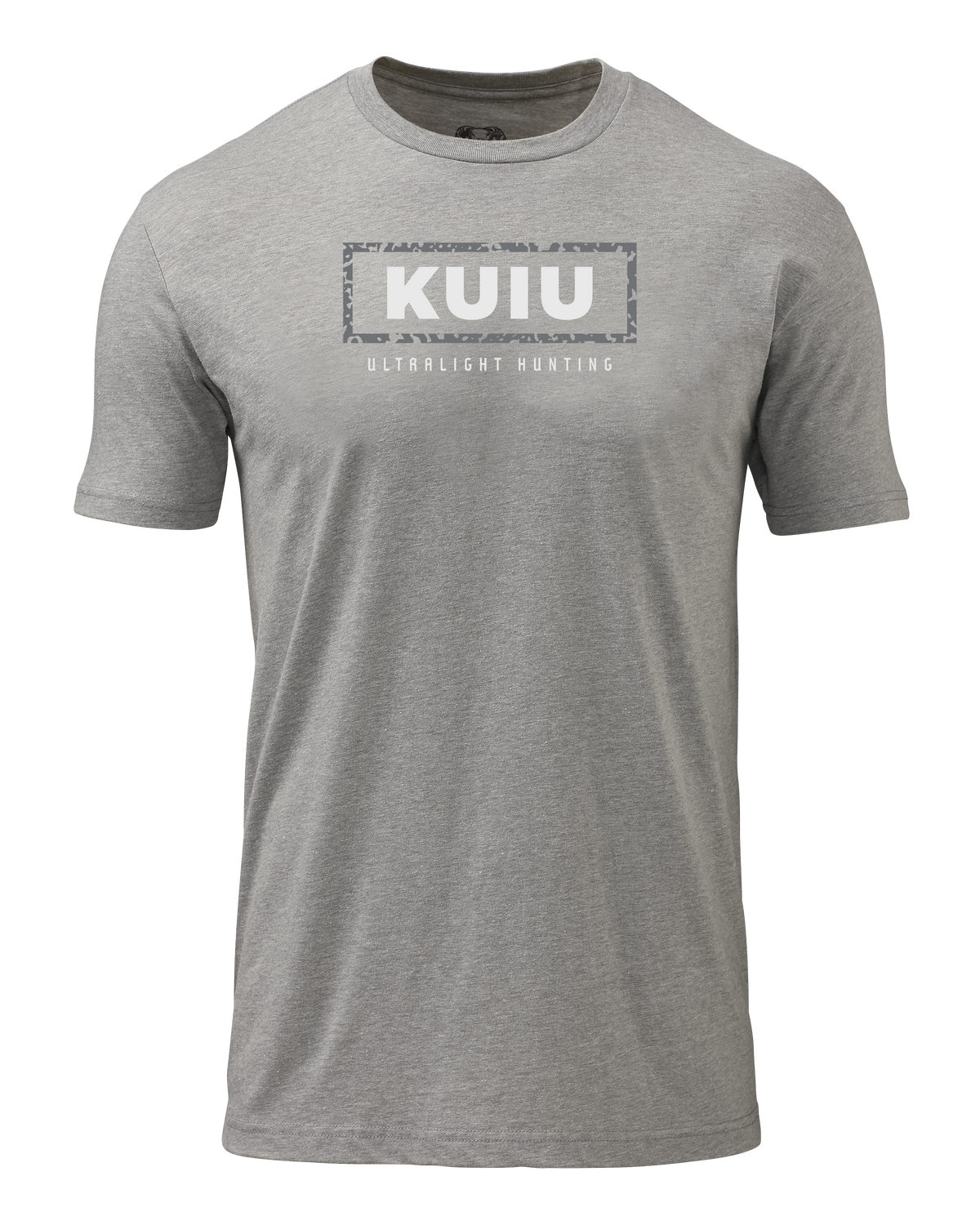 Front of KUIU Box Logo T-Shirt in Heather Grey