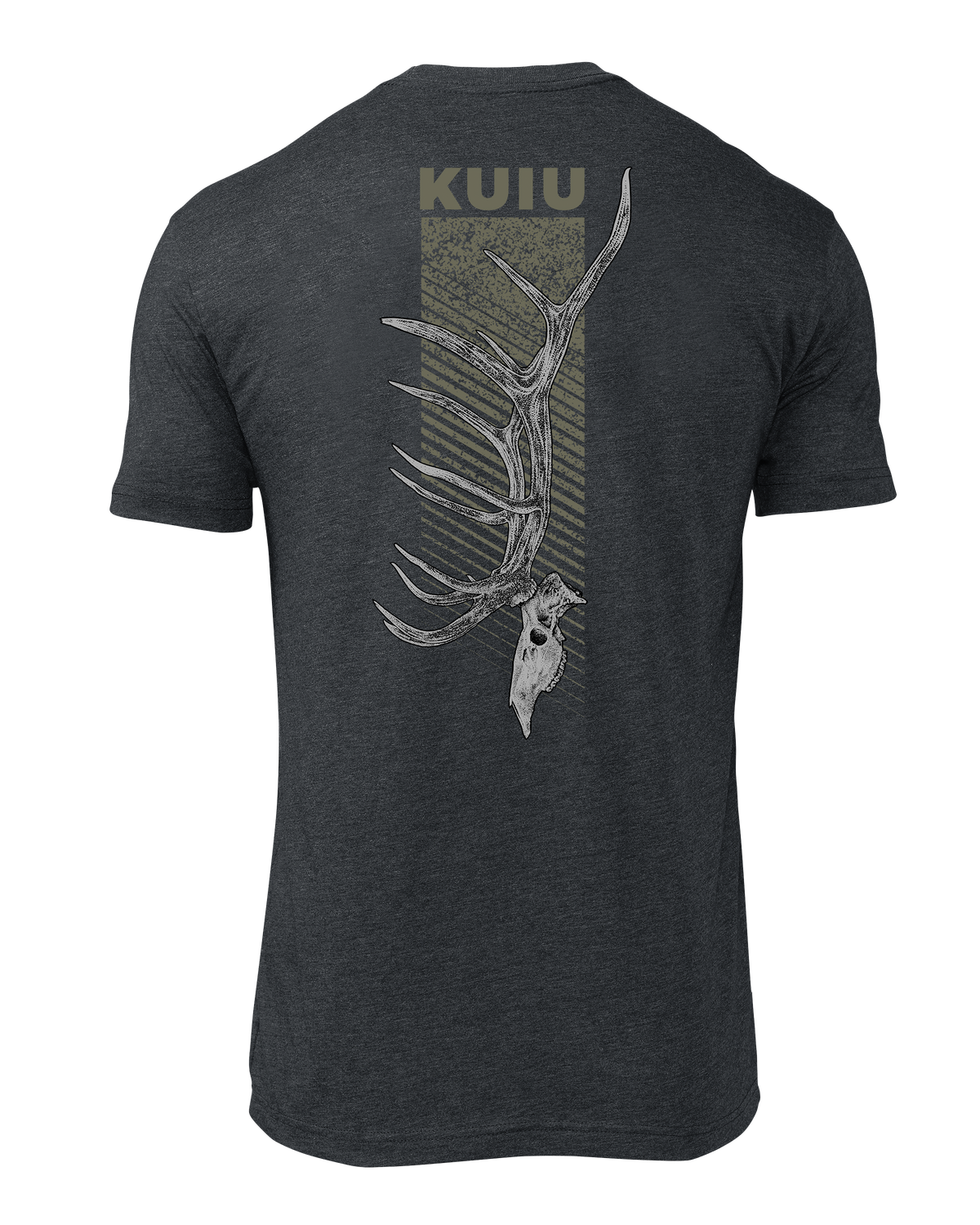 Back of KUIU Elk Skull T-Shirt in Charcoal Grey