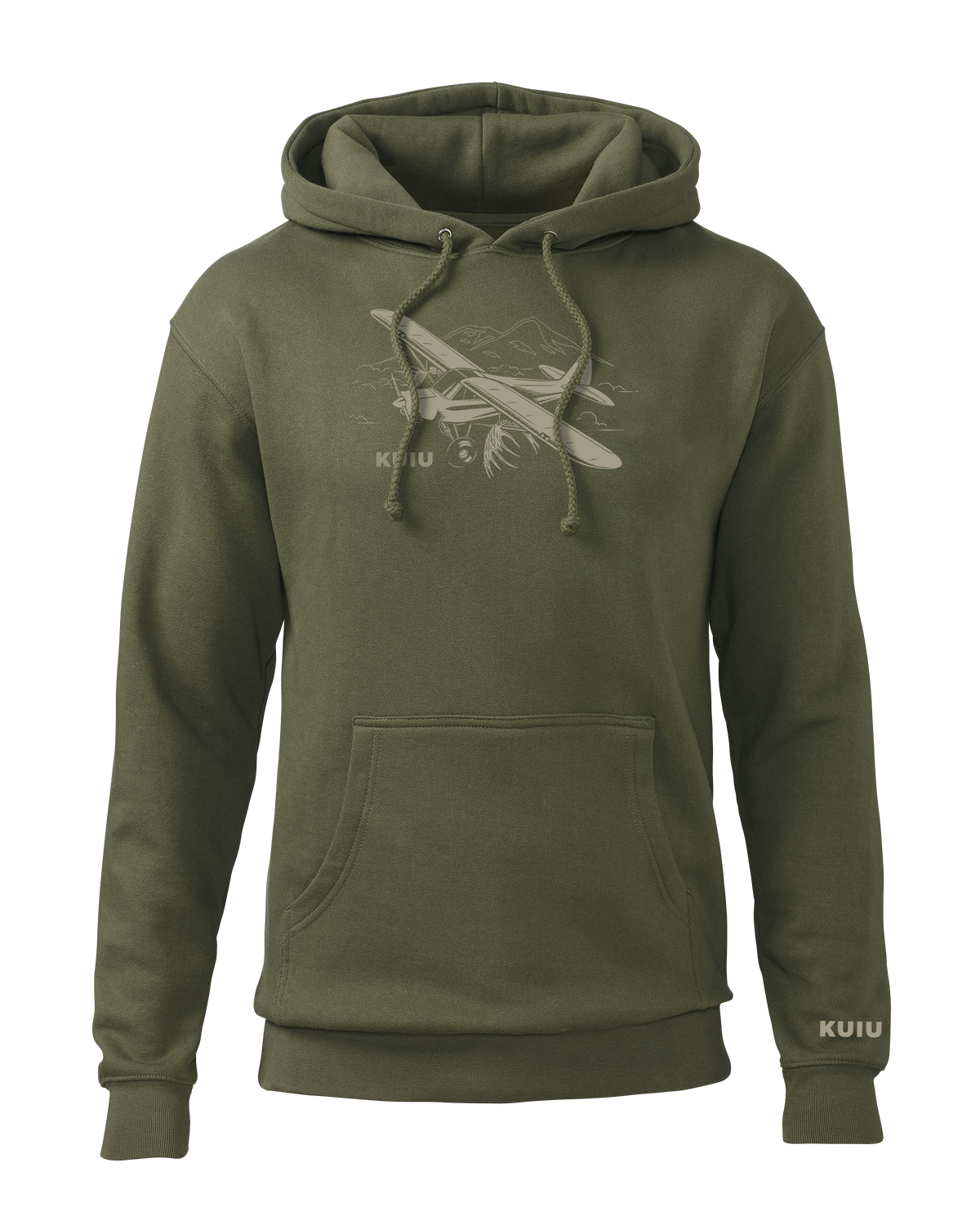 Front of KUIU Flight Hoodie in Army Green