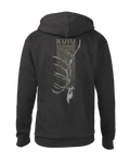 Back of KUIU Elk Skull Hoodie in Charcoal Grey
