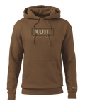Front of KUIU Box Logo Hoodie in Saddle Brown