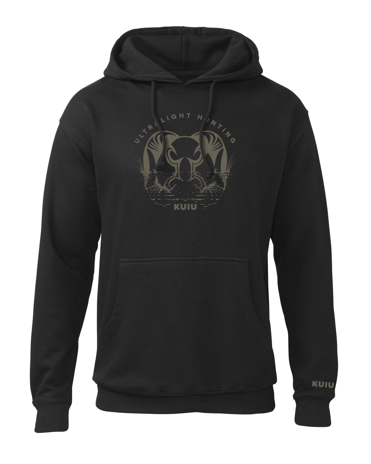 Front of KUIU Waterway Hoodie in Black
