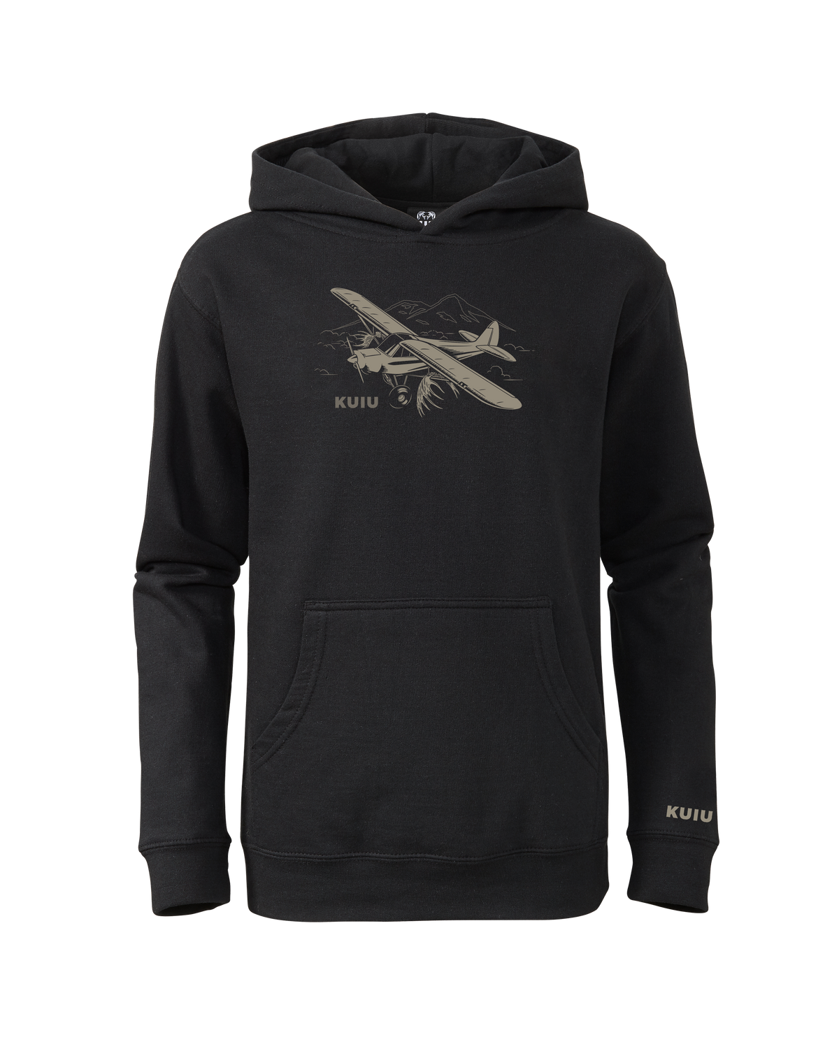 Front of Youth Flight Logo Hoodie in Black